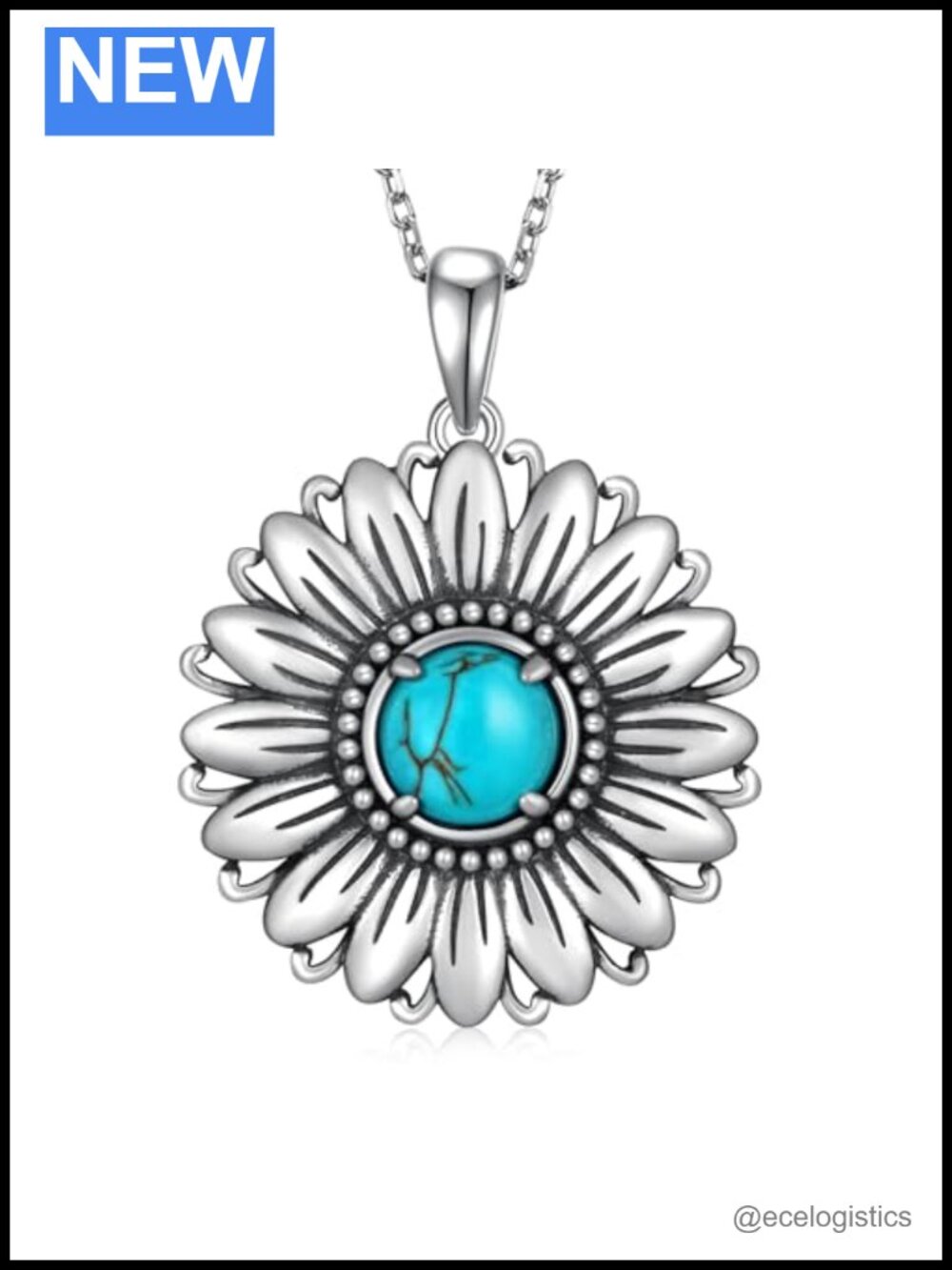 925 Sterling Silver Turquoise Pendant Necklace Western Gift